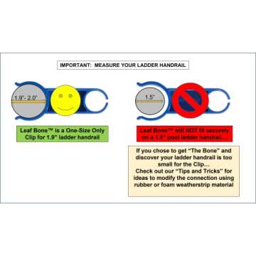 Leaf Bone - Leaf Net Skimmer Clip, In-Ground Swimming Pools and ONLY 1.9" Steel Ladder Handrails (Net Not Included), Leaf Rake Ladder Attachment