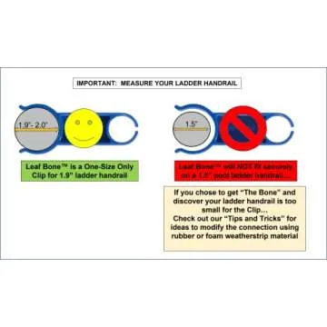 Leaf Bone - Leaf Net Skimmer Clip, In-Ground Swimming Pools and ONLY 1.9" Steel Ladder Handrails (Net Not Included), Leaf Rake Ladder Attachment