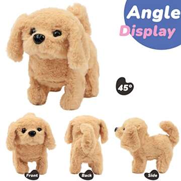 Hopearl Walking Dog Golden Retriever Interactive Electronic Pet Plush Toy Puppy Woof and Moving Animated Nodding Head Gifts for Toddlers Birthday, Brown, 7''