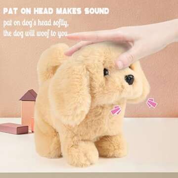 Hopearl Walking Dog Golden Retriever Interactive Electronic Pet Plush Toy Puppy Woof and Moving Animated Nodding Head Gifts for Toddlers Birthday, Brown, 7''