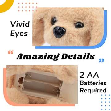 Hopearl Walking Dog Golden Retriever Interactive Electronic Pet Plush Toy Puppy Woof and Moving Animated Nodding Head Gifts for Toddlers Birthday, Brown, 7''