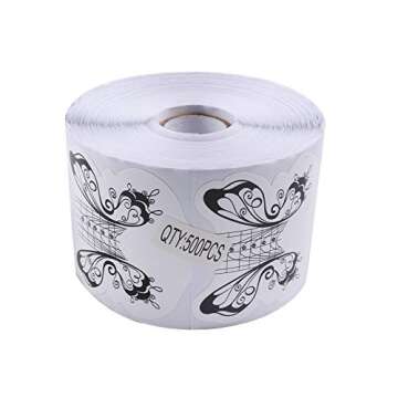 BeautyLeader 500Pcs/Roll Nail Form Guide Acrylic Tip Extension Forms Black And White Color Butterfly...