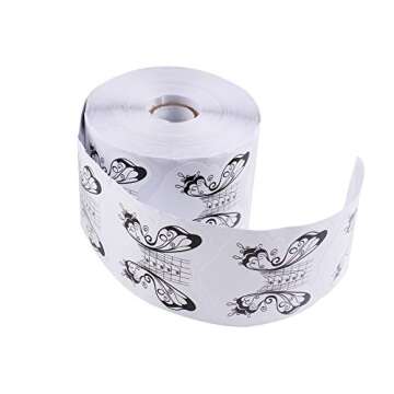 BeautyLeader 500Pcs/Roll Nail Form Guide Acrylic Tip Extension Forms Black And White Color Butterfly DesignSticker Rroll Manicure Tool for Acrylic UV Gel Nail Art Tips