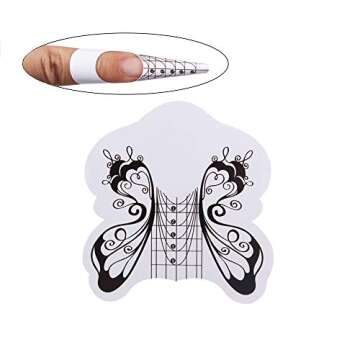 BeautyLeader 500Pcs/Roll Nail Form Guide Acrylic Tip Extension Forms Black And White Color Butterfly DesignSticker Rroll Manicure Tool for Acrylic UV Gel Nail Art Tips