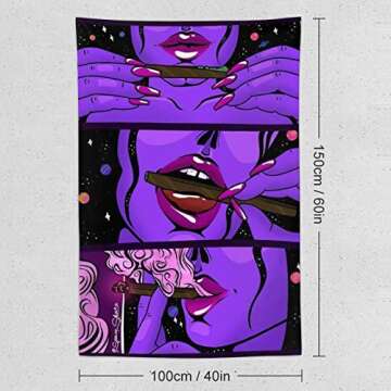 NiYoung Hippie Hippy Wall Art - Trippy Smoke Cool Girl Art - Large Mysterious Tapestry for Bedroom D...