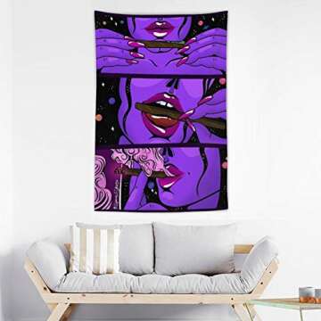 NiYoung Hippie Hippy Wall Art - Trippy Smoke Cool Girl Art - Large Mysterious Tapestry for Bedroom Dorm Accessories - Mandala Yoga Picnic Mat Ethnic Wall Hanging