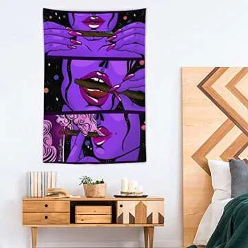 NiYoung Hippie Hippy Wall Art - Trippy Smoke Cool Girl Art - Large Mysterious Tapestry for Bedroom Dorm Accessories - Mandala Yoga Picnic Mat Ethnic Wall Hanging