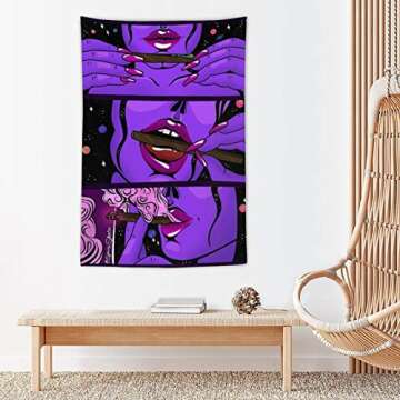 NiYoung Hippie Hippy Wall Art - Trippy Smoke Cool Girl Art - Large Mysterious Tapestry for Bedroom Dorm Accessories - Mandala Yoga Picnic Mat Ethnic Wall Hanging