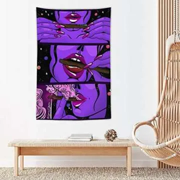 NiYoung Hippie Hippy Wall Art - Trippy Smoke Cool Girl Art - Large Mysterious Tapestry for Bedroom Dorm Accessories - Mandala Yoga Picnic Mat Ethnic Wall Hanging