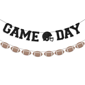 FAKTEEN Football Party Banners Game Day Banner with Football Garland Banner for Football Party Decor...