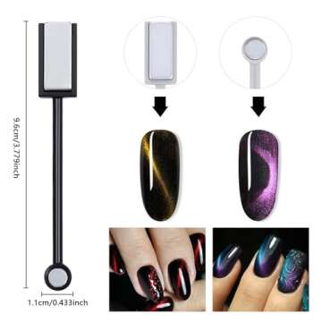 DANNEASY 8pcs Cat Eye Magnet for Nails Magnetic Gel Nail Polish Nail Magnets Wand Magnet Board Squar...