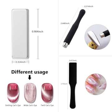 DANNEASY 8pcs Cat Eye Magnet for Nails Magnetic Gel Nail Polish Nail Magnets Wand Magnet Board Square Thickened Strong Nail Polish Magnet Nail Design Tools Acrylic Nail Art Accessories