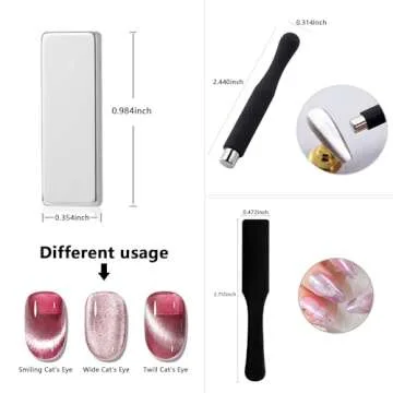 DANNEASY 8pcs Cat Eye Magnet for Nails Magnetic Gel Nail Polish Nail Magnets Wand Magnet Board Square Thickened Strong Nail Polish Magnet Nail Design Tools Acrylic Nail Art Accessories