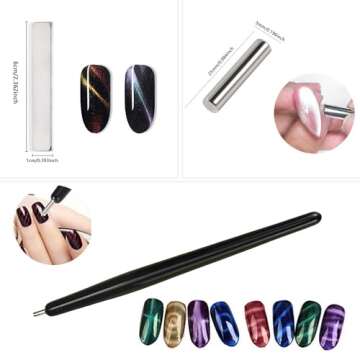 DANNEASY 8pcs Cat Eye Magnet for Nails Magnetic Gel Nail Polish Nail Magnets Wand Magnet Board Square Thickened Strong Nail Polish Magnet Nail Design Tools Acrylic Nail Art Accessories