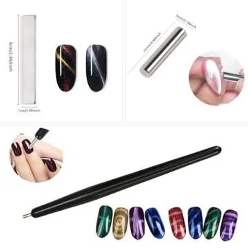 DANNEASY 8pcs Cat Eye Magnet for Nails Magnetic Gel Nail Polish Nail Magnets Wand Magnet Board Square Thickened Strong Nail Polish Magnet Nail Design Tools Acrylic Nail Art Accessories