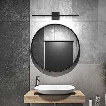 JUSHENG Black Bathroom Vanity Light Fixtures 24 Inch Modern LED Vanity Lighting Bathroom Lights Over...