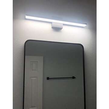 JUSHENG Black Bathroom Vanity Light Fixtures 24 Inch Modern LED Vanity Lighting Bathroom Lights Over Mirror Wall Sconce 24W 6000K Cool White