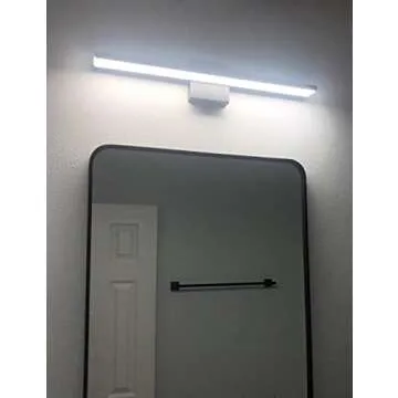 JUSHENG Black Bathroom Vanity Light Fixtures 24 Inch Modern LED Vanity Lighting Bathroom Lights Over Mirror Wall Sconce 24W 6000K Cool White