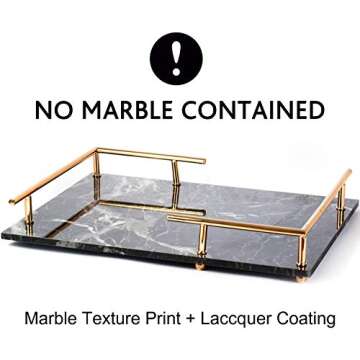 PuTwo Decorative, MDF Marble Print, Handmade, Perfume Jewelry Metal Handle, Trinket, Catchall Tray, ...