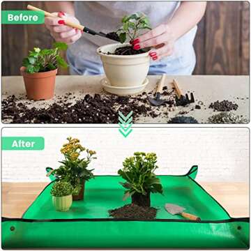 Onlysuki Extra Large Waterproof Potting Mat for Indoor Plant Transplanting and Mess Control, Table Top Potting Tray Repotting Mat Birthday Gifts for Plant Lovers Gardening Gifts for Women