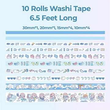 CUNCUN Cute Washi Tape Memo Pad Stickers Set, 10 Rolls Washi Masking Tape 10 Sheets Stickers 30 Sheet Memo Note for DIY Crafts, Gift Wrapping, Aesthetic Supplies, Planners, Bullet Journal