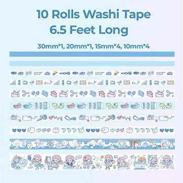 CUNCUN Cute Washi Tape Memo Pad Stickers Set, 10 Rolls Washi Masking Tape 10 Sheets Stickers 30 Sheet Memo Note for DIY Crafts, Gift Wrapping, Aesthetic Supplies, Planners, Bullet Journal