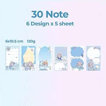 CUNCUN Cute Washi Tape Memo Pad Stickers Set, 10 Rolls Washi Masking Tape 10 Sheets Stickers 30 Sheet Memo Note for DIY Crafts, Gift Wrapping, Aesthetic Supplies, Planners, Bullet Journal