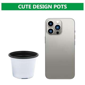 RooTrimmer Nursery Pots, 100 Pack 2.7 inch Plastic Plant Pots, Small Flower Pots for Succulents, Seedlings, Flowers, Transplanting（White）