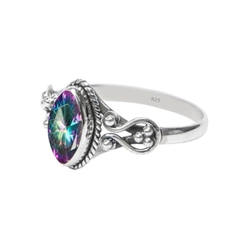 Mystic Topaz 925 Sterling Silver Handmade Statement Ring