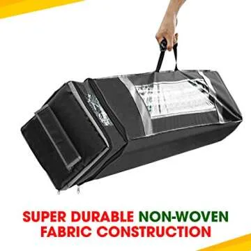 ProPik Holiday Wrapping Paper Storage Organizer Bag with Pocket and Handles Including Hanging Loop Heavy Duty Material with Clear Window 47 X 10 X 10 Inch Fits 40 Inch Long Rolls (Black, 1 Count)