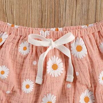 Toddler Baby Girl Cotton Linen Clothes Set Daisy Flower Print Sleeveless Ruffled Hem Tank Tops Shorts Set 2Pcs Summer Outfits (Pink, 4-5 Years)