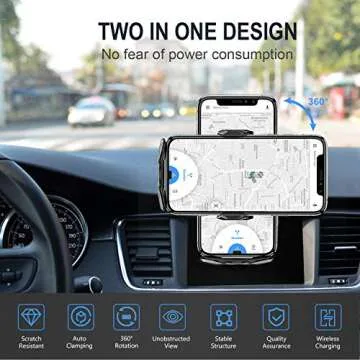 YITUMU Wireless Car Charger,15W Qi Fast Charging Auto-Clamping Air Vent Windshield Dashboard Car Phone Mount,Long Arm Suction Cup Holder for iPhone Samsung LG