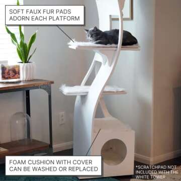 Stylish Modern Cat Tower - Refined Feline Lotus 69 Inches