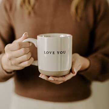 Sweet Water Decor Love You Stoneware Coffee Mugs - 14Oz Coffee Mugs for Hot & Cold Drinks - Cute Mug...
