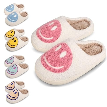 Dubuto Smile Face Slippers for Kids - Soft Plush Memory Foam