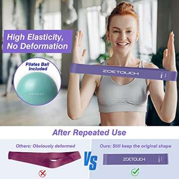 ZOETOUCH Small Yoga Excersize Ball and Resistance Bands Set for Women, Men, Working Out, Pilates Ball, Loop Bands Exercise Ball, Workout Equipment, for Strength Training,Physical Therapy