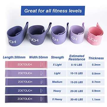 ZOETOUCH Small Yoga Excersize Ball and Resistance Bands Set for Women, Men, Working Out, Pilates Ball, Loop Bands Exercise Ball, Workout Equipment, for Strength Training,Physical Therapy