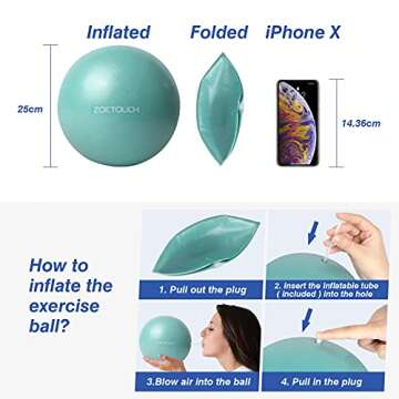 ZOETOUCH Small Yoga Excersize Ball and Resistance Bands Set for Women, Men, Working Out, Pilates Ball, Loop Bands Exercise Ball, Workout Equipment, for Strength Training,Physical Therapy