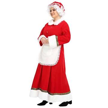 ABALAGU Mrs. Claus Costume for Women 5PCS Santa Dress Outfit Adult Christmas Santa Costume Plus Size...