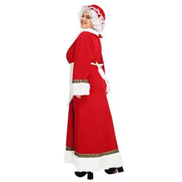 ABALAGU Mrs. Claus Costume for Women 5PCS Santa Dress Outfit Adult Christmas Santa Costume Plus Size (Red, Large)