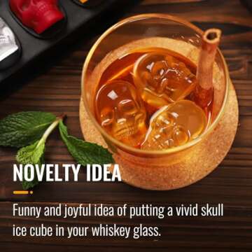 HAVOER 3D Skull Ice Cube Mold Tray -Novelty Shaped Ice Maker for Whiskey Cocktails Drinkers,Bartenders,Easy Release Silicone Kull Molds,Baking Chocolate Candy,Home Bars