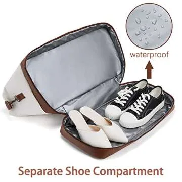 BOSTANTEN Weekender Bags for Women Canvas Travel Duffel Bag Large Overnight Bag Carry On Tote with Shoe Compartment and Trolley Sleeve…