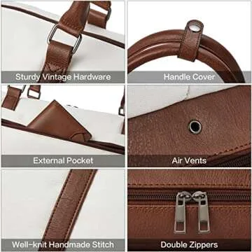 BOSTANTEN Weekender Bags for Women Canvas Travel Duffel Bag Large Overnight Bag Carry On Tote with Shoe Compartment and Trolley Sleeve…