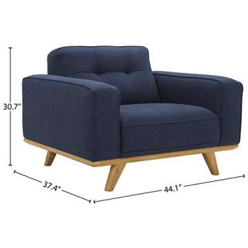 Rivet Bigelow Contemporary Modern Upholstered with Square Legs