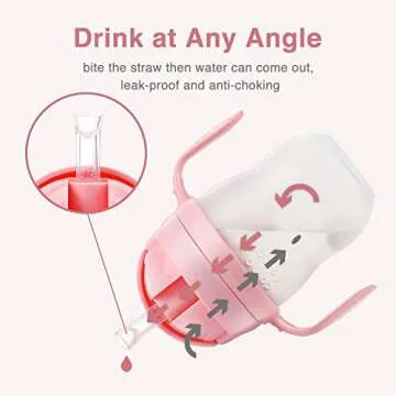 Weighted Straw Sippy Cup Conversion Kit, Compatible for Comotomo Baby Bottle, 5 Ounce and 8 Ounce (2 Packs, Pink)