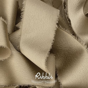 Ribbli Champagne Gold Silk Satin Ribbon for Weddings and Crafts