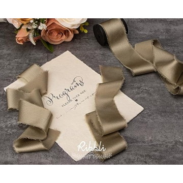 Ribbli Champagne Gold Silk Satin Ribbon for Weddings and Crafts