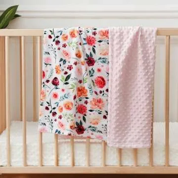 BORITAR Baby Blanket - Soft Floral Minky Blanket 30x40