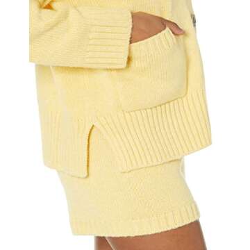 The Drop Women's Brigitte Chunky Button Front Pocket Ribbed Cardigan, Butter, S