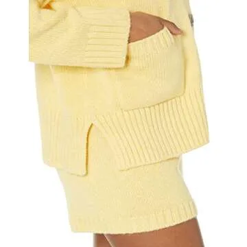 The Drop Women's Brigitte Chunky Button Front Pocket Ribbed Cardigan, Butter, S